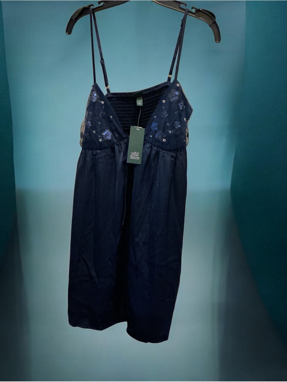 wild fable Navy Slip Dress with Embroidered Bust